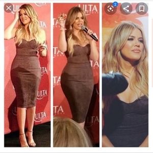 house of Cb suede midi dress strapless